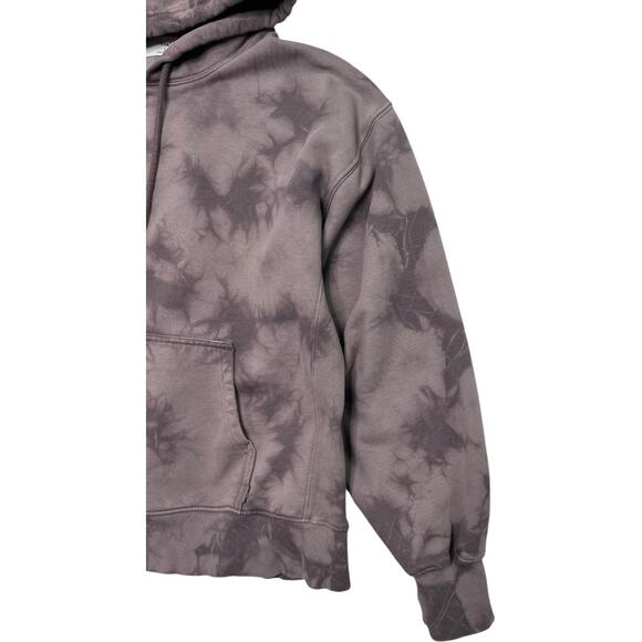 Tna Aritzia Hoodie Womens 2 Medium Gray Tie Dye Pullover Kangaroo Pocket Fleece - Picture 5 of 15